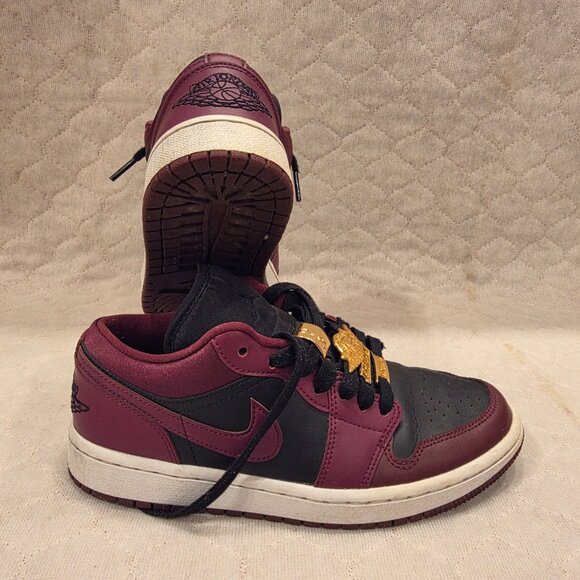 Nike Air Jordan 1 Men's 6/Women’s 7.5 Low SE Dark Beetroot Maroon Black Rare - Picture 2 of 12